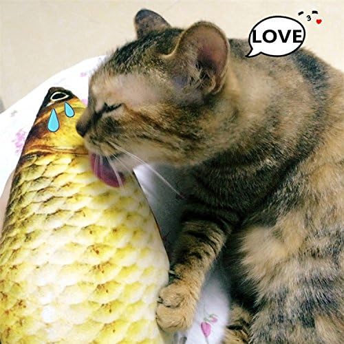 Coolfm Catnip Toys Simulation Plush Fish Shape Doll Interactive Pets Pillow Chew Bite Supplies for Cat/Kitty/Kitten Fish Flop Cat Toy Catnip Crinkle Toys cy(16in)