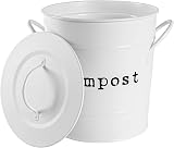 Harbour Housewares Vintage Kitchen Compost Bin 3.2L White Steel with Lid view 4