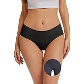 OVRUNS Seamless Underwear for Women Skin-friendly Breathable No Show Panty Liners Invisible Workout Gym Briefs, Black, XL