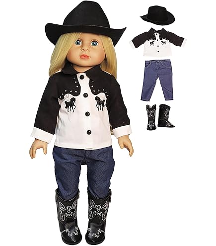 Mono Vaquero Para Muñecas – Conjunto De Mezclilla Azul, Fácil De Poner Y Quitar, Ideal Para Vestir A Tu Muñeca Favorita