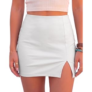 Ropore Women's Black Mini Skirt with Built-in Shorts Side Slit Mid Waisted Bodycon Skirt Y2K Skorts for Women Going Out