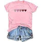 Valentines Shirts for Women Cute Love Heart Graphic Tees Short Sleeve Teacher Gift Tops