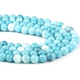 Larimar Beads 6 mm Beads Natural Stone Round Loose Beads for Jewelry Making Beads for Bracelets Beautiful Gift 1 Strand 15" (6 mm, Larimar)