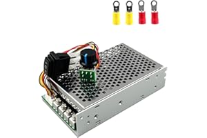 UTKFHT DC Motor Speed Controller 10V-55V with LED Display, DC Rated 60A / Max 100A Reversible PWM Control Module for Brush Motor, Variable Speed Adjuster with Forward-Brake-Reverse Switch & Aluminum Case