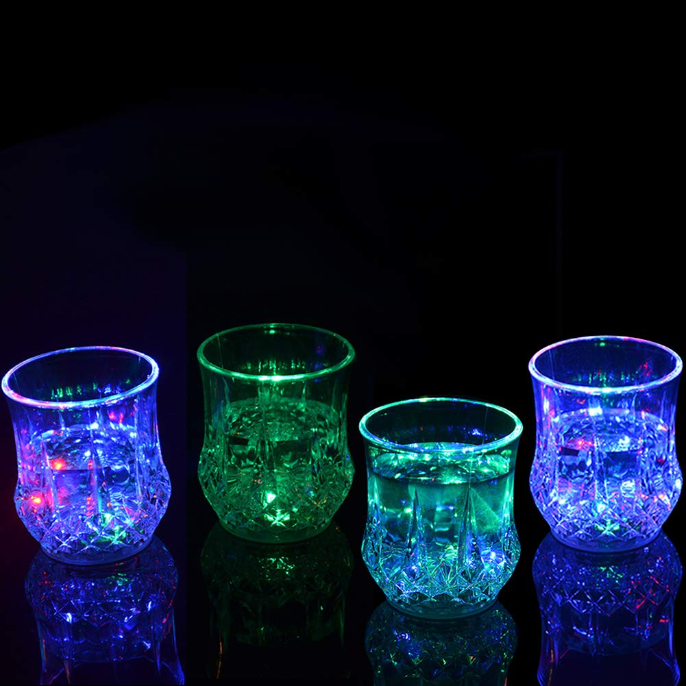IBLUELOVER Flash Light Up Cups Luminous Liquid Sensor LED Wine Glasses Multi-Color Light Up Drink Beer Cup Bar Wedding Clubs Parties Christmas Halloween Decoration