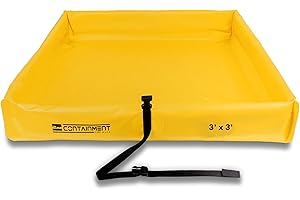 2nd Containment Folding Duck Pond - 3'x3' Portable Spill Containment Berm - 18 oz PVC, 3’x3’x6” - Yellow