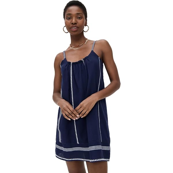 open lace back dress lemlem Women's Nunu Plunge Neck Dress, Navy, XS at Amazon Women's Clothing  store