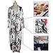 LUKYCILD Women Open Front Floral Print Long Kimono Cardigan Coat Beach Cover Up Size M(US S) (Floral)