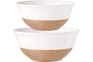Hasense Large Mixing Bowls Set, 2.1/1.5 Qt Ceramic Salad Bowls for Kitchen, White Serving Bowls Set of 2, Nesting Bowls Set for Cooking, Baking, Popcorn, Salad, Fruit, Microwave Dishwasher Safe