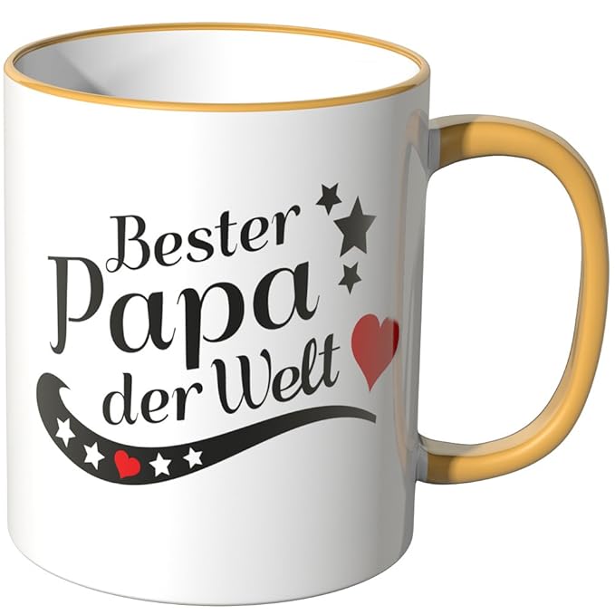 Wandkings® Tasse, Spruch Bester Papa der Welt DUNKELGELB Amazon.de