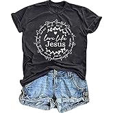 Christian Shirts for Women Religious Sayings Tshirt Jesus Tee Shirt Gift Inspirational Graphic Tee Short Sleeve Top