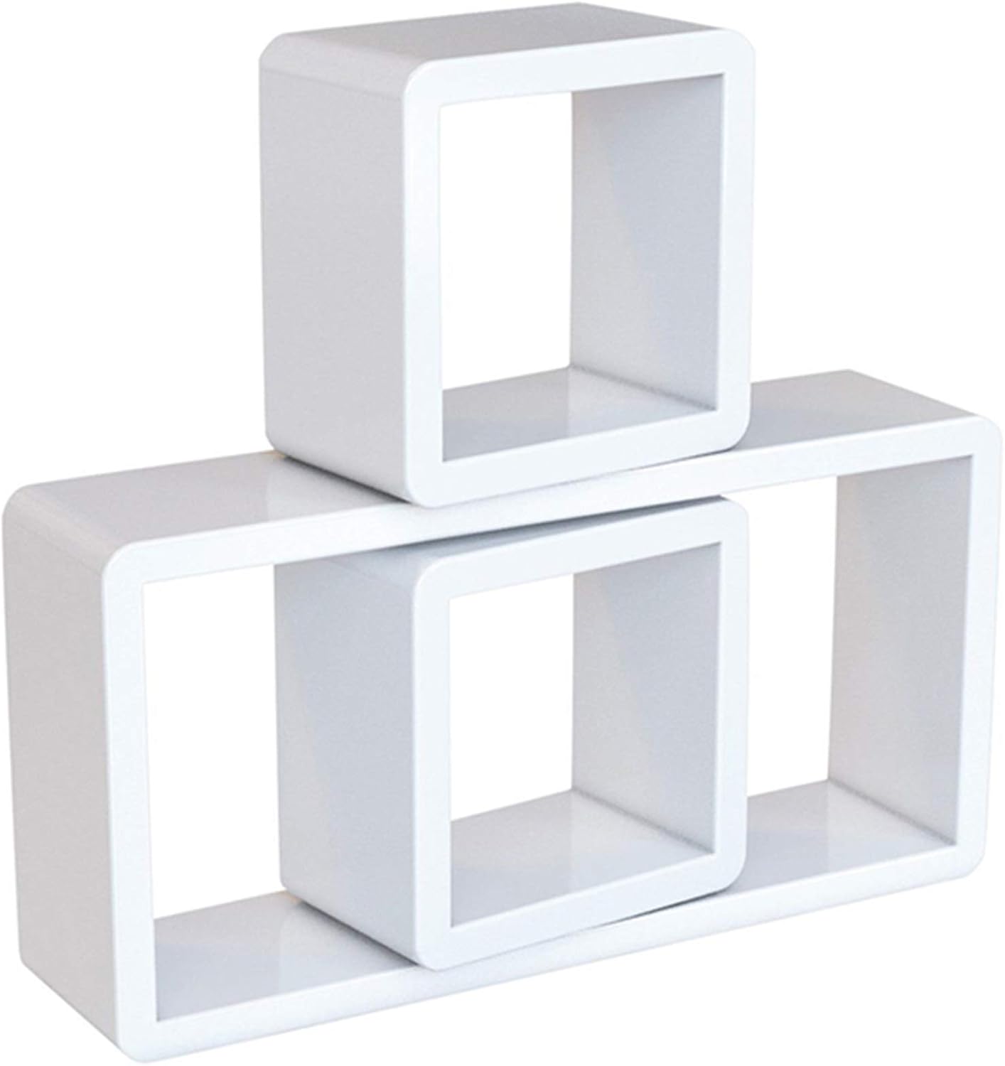 SA Products Floating Cube Shelves Decorative Geometric Wooden Shelving for Books, Frames