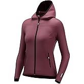 INPAKO Lightweight Softshell Jacket Women with Hood, Fleece Lined Windproof Water Resistant windbreaker for Hiking