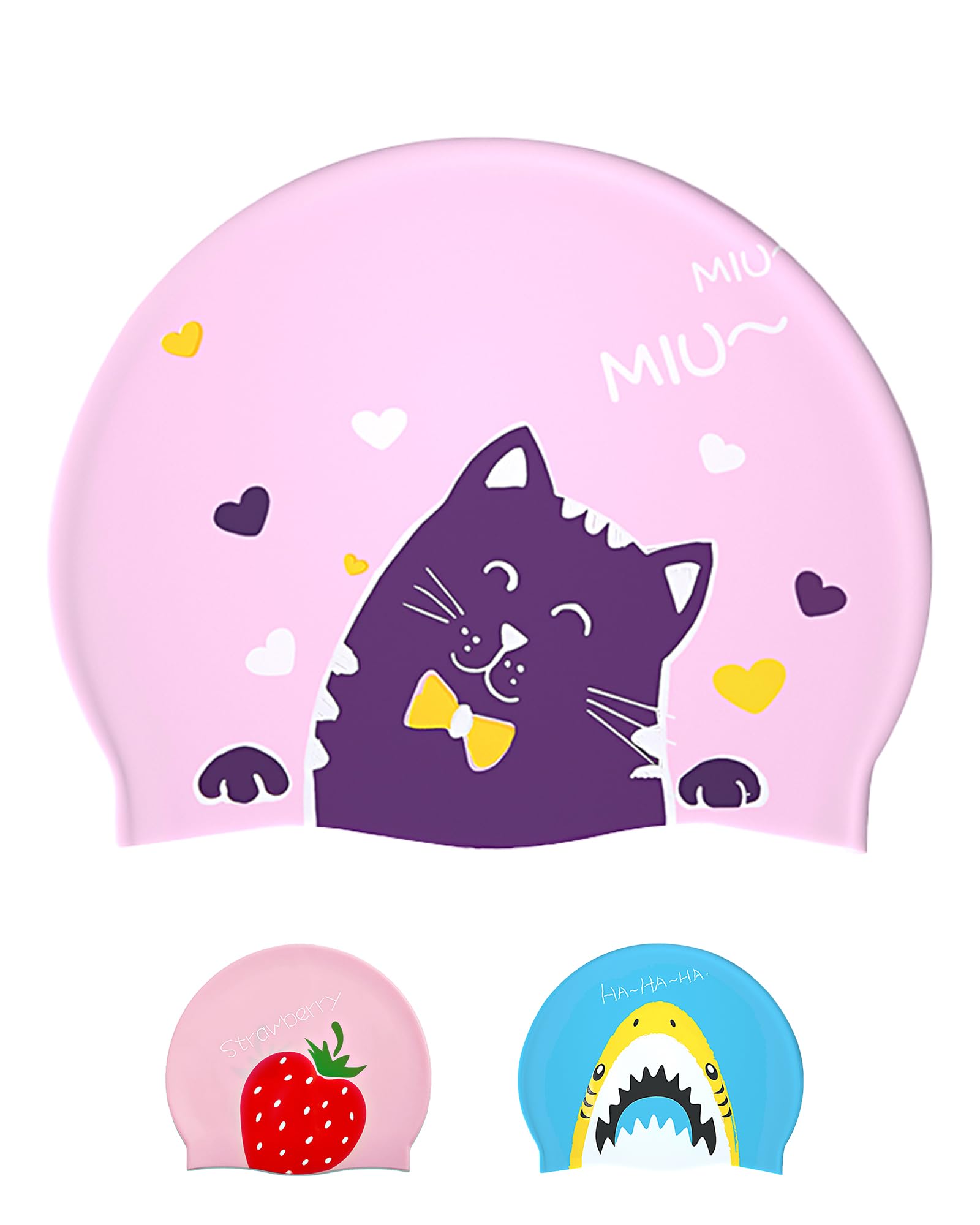 Swimming Cap Kids 6-14 - Swim Hat for Kids 6-14 Years Silicone & Waterproof