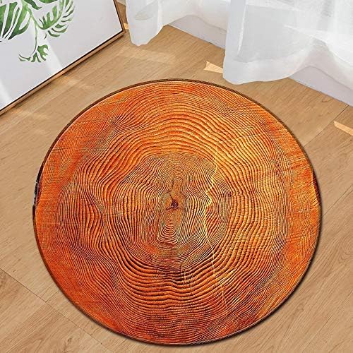 HeiPlaine Round Tree Stump Carpet Annual Ring Pattern Rug Floor Mats Bath Mat-Orange