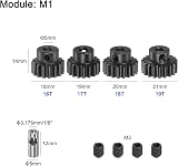 sourcing map M1 Pinion Gear Set 5mm Shaft 16T-19T Hardened Steel RC Car Coupler view 2