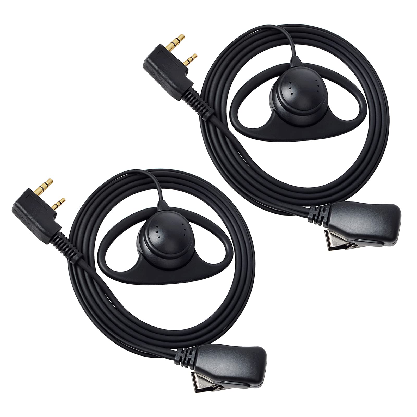 HYS D Shape Earpiece with Mic PTT Button Headset Compatible for Retevis Kenwood Baofeng UV-5R UV-82 BF-888S Wouxun Walkie Talkie (2 Pack)