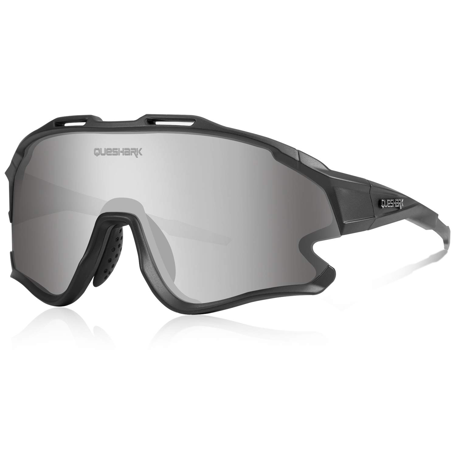 Queshark Cycling Sunglasses with1 Polarized 3 HD Interchangeable Lens Anti-UV400 for Driving Fishing Glof Baseball Running Hiking