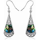 Womens Earrings Dangle - 925 Sterling Silver Earrings for Women - Beach Boho Abalone Shell Jewelry Anniversary Birthday Christmas Gifts