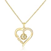 Lydow Baseball Soccer Softball Mom Necklace Gift for Women, 18K Gold Plated Sport Accessories Jewelry 18+2 Inches