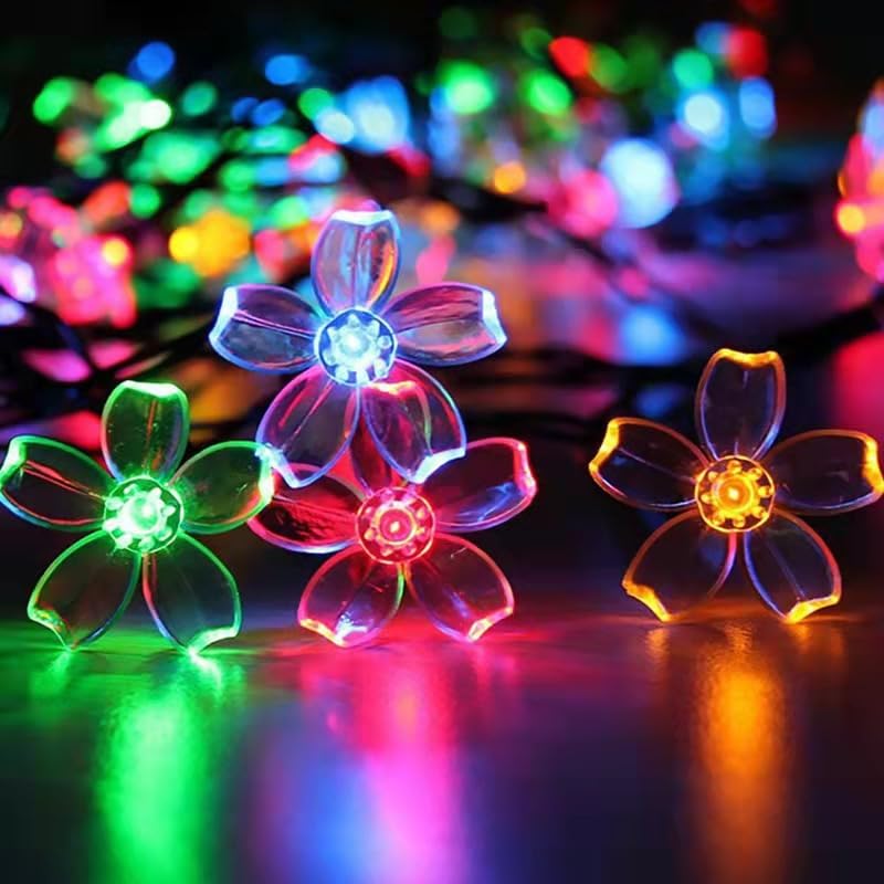 ANTEROOF Multicolor Cherry Blossom Solar Lights, 100 LED Solar Powered Fairy Lights with 8 Modes & Waterproof, Outdoor Decor for Garden, Wedding, Party & Holidays — image 1