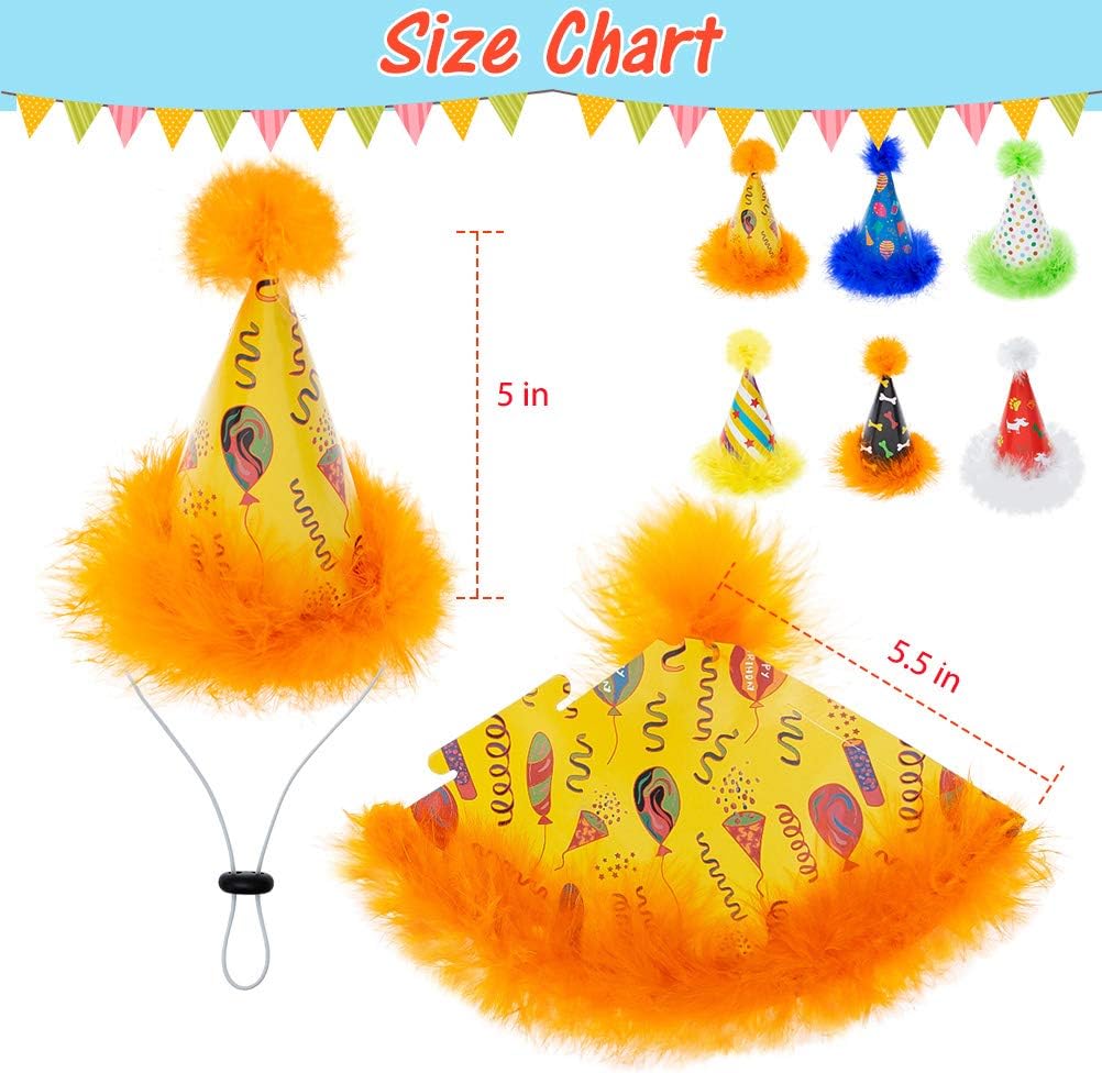 6 Pack Dog Party Hat Set - Cute Pet Cone Hats with Pompon for Dogs Cats Birthday Parties, Adjustable Colorful Caps Amazing Doggie Party Supplies Accessories : Kitchen & Dining