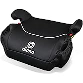 Diono Solana, No Latch, Single Backless Booster Car Seat, Lightweight, Machine Washable Covers, Cup Holders, Black