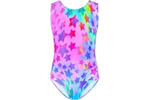 TENVDA Gymnastics Leotards for Girls Sparkly Colorful One-Piece Kids Tumbling Outfit Size 2-12 Years Old