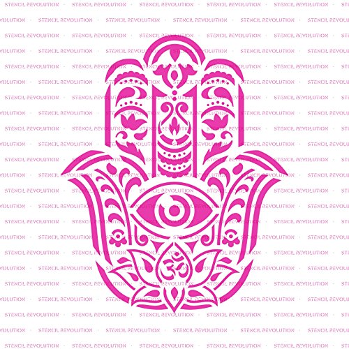Hamsa Palm Mandala Stencil Template for Walls and Crafts - Reusable Stencils for Painting in Small & Large Sizes