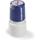 Stamp-Ever Pre-Inked Round Message Stamp &ndash; Checkmark, Red Ink, 3/4" Dia. | Pre-Inked stamp with built-in ink reservoir; Thousands of crisp impressions; Compact size; Checkmark in Red Ink; 3/4 Round