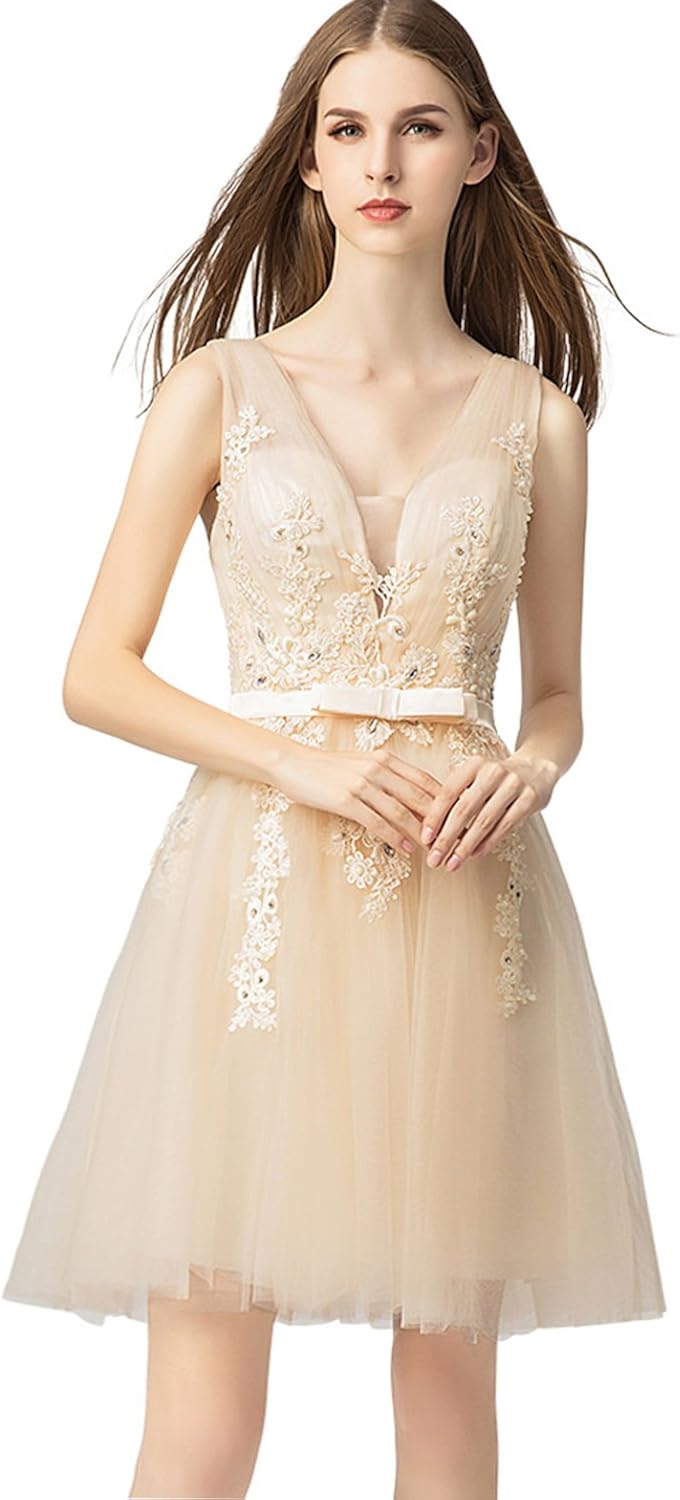 v neck graduation dress