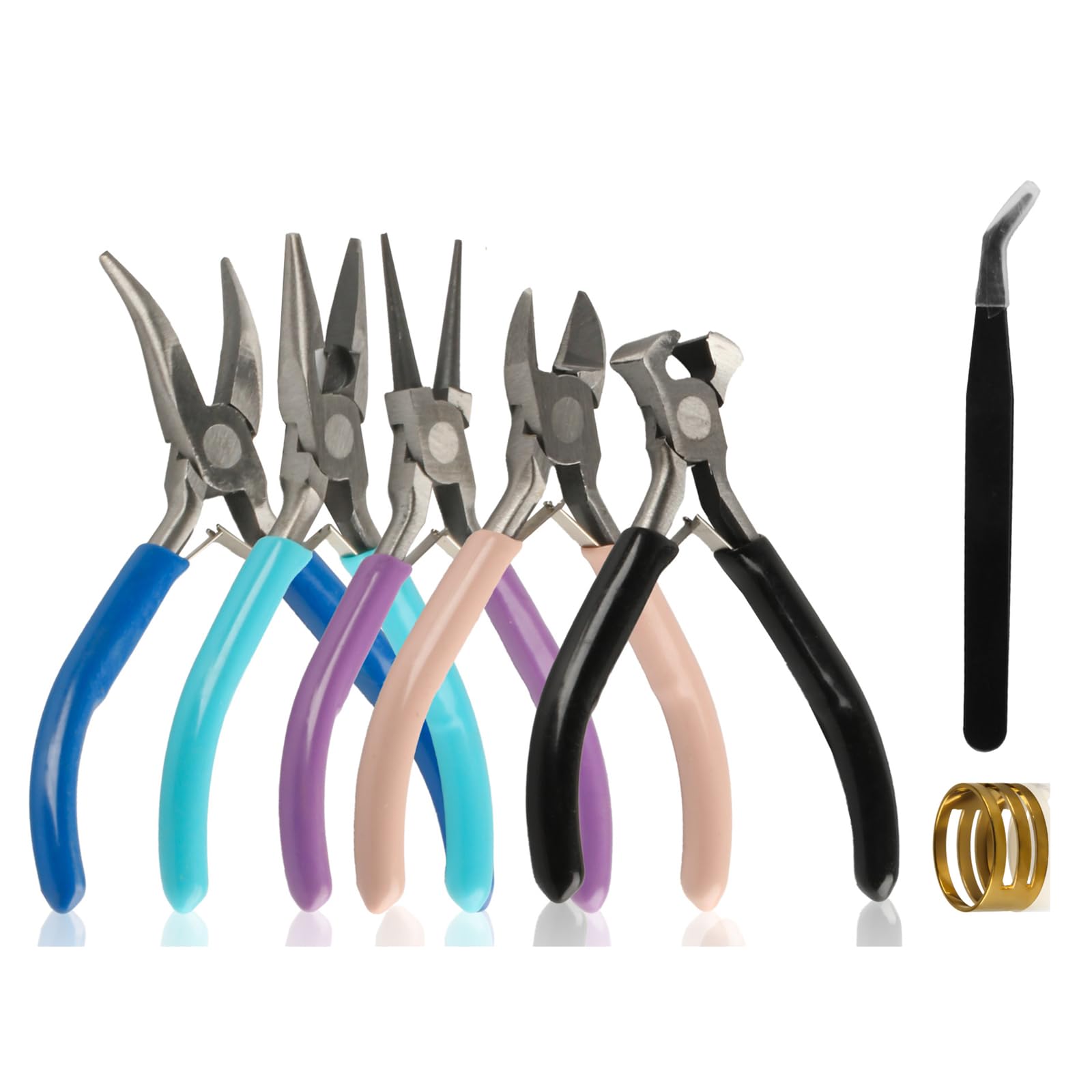 Photo 1 of 5-Piece Professional Jewelry Pliers Set for Wire Crafting & Repair ? Includes Chain Nose, Round Nose, Bent Nose, Needle Nose & Wire Cutters