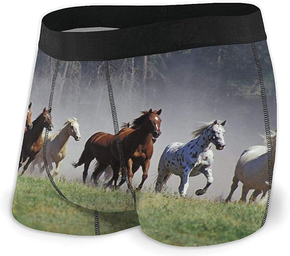 Nancyint Wild Running Horses Boxer Briefs Soft Cotton Breathable No
