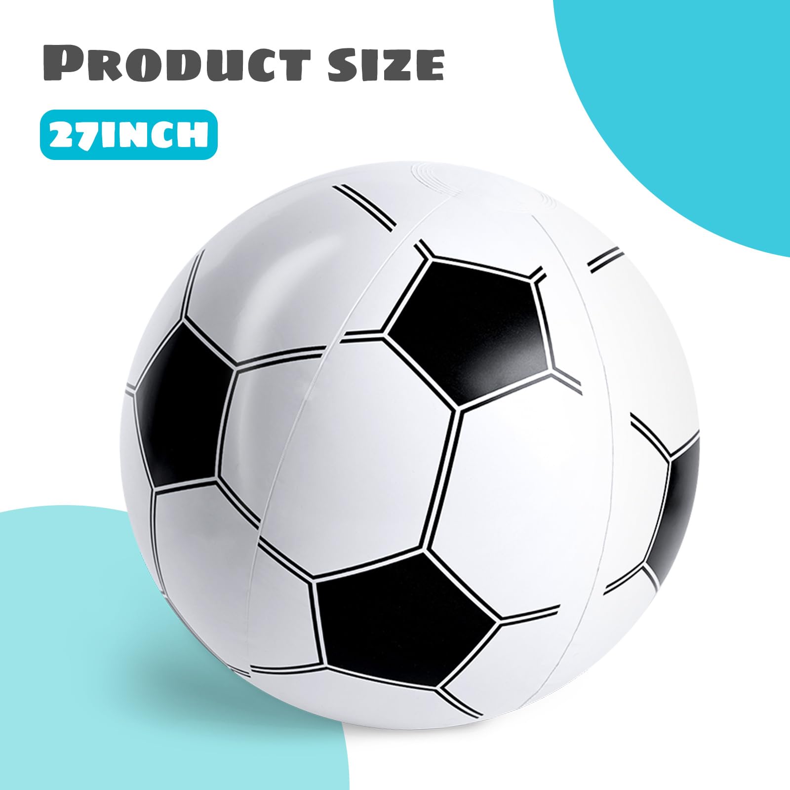 Shindel 27-Inch Giant Inflatable Soccer Ball - Soccer Themed Party Decor & Beach Pool Games, Heavy-Duty Without BPA Vinyl Ball for Outdoor Sports, Backyard, Lake & Birthday Activities