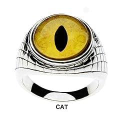 Steel Dragon Men's Cat Glass Eye Ring with an