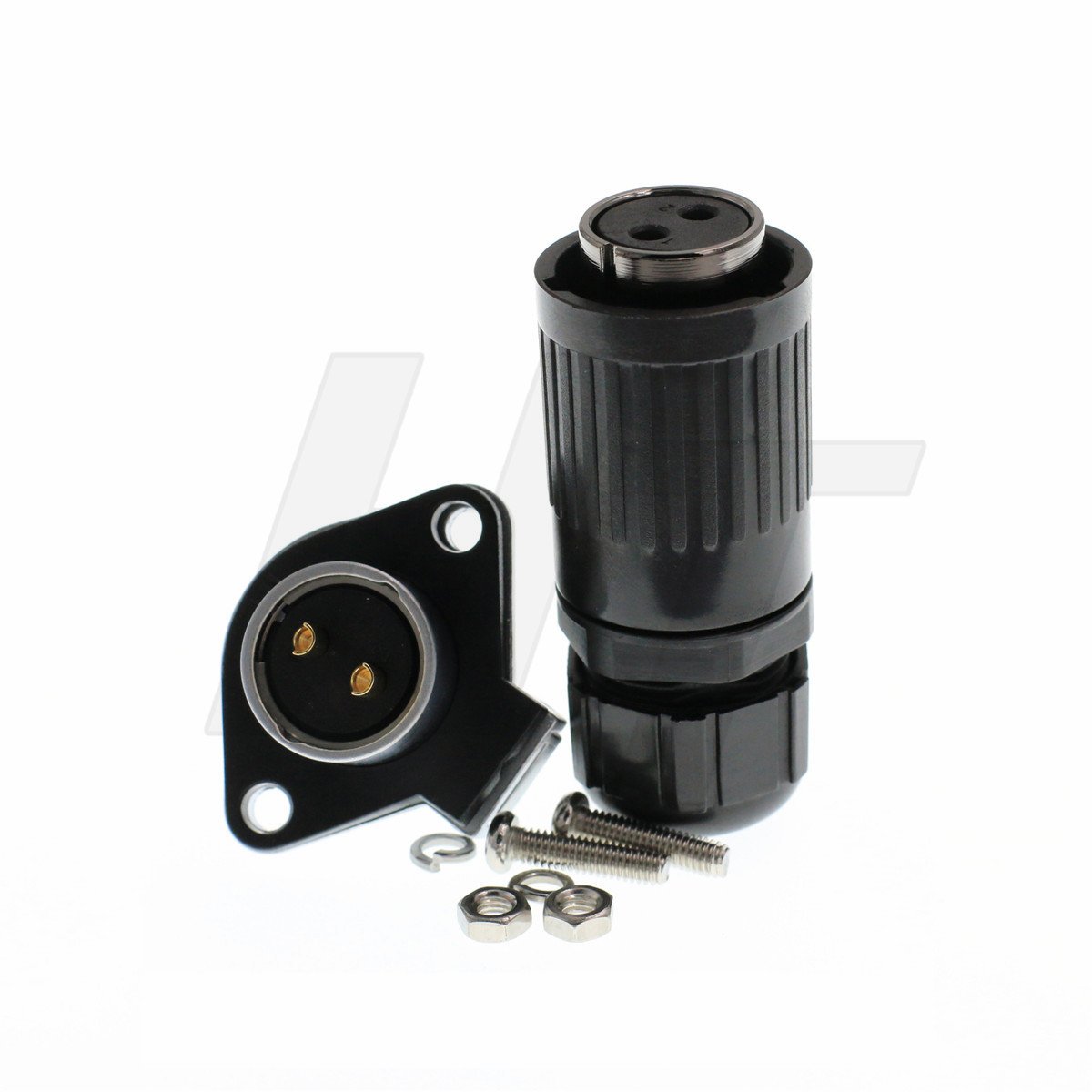 HangTon Connect HP20 2 Pin 30 Amp Waterproof Industrial Plastic Solder Connector (Nylon, Brass, IP67, 8-12mm Cable, 1.63mm Gauge, 500V, 85°C)