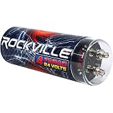 Rockville RXC4D 4-Farad Car Audio Capacitor with Digital Voltage Display | 24V Surge Capacity, Red Voltage Readout, Blue Charge/Discharge Meter, Reverse Polarity Protection, Mounting Hardware