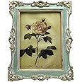 CISOO 6x8 Vintage Picture Frame Antique Ornate Green Photo Frame, for Table Top and Wall Display, Decorative Floral Design Retro Home Decor, Photo Gallery Art