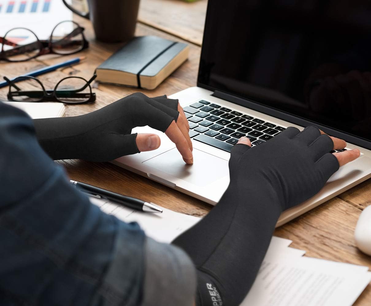 Copper Compression Long Arthritis Gloves - Guaranteed Highest Copper Content. Best Copper Infused Extra Long Fit Glove for Women + Men Carpal Tunnel Computer Typing Support Hands Wrist 1 Pair (Medium): Industrial & Scientific