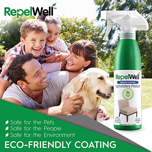 RepelWell Upholstery Protect Stain & Water Repellent Spray (24oz) Eco-Friendly, Pet-Safe Spray Keeps Your Fabric, Leather & Suede Upholstery Looking Like New