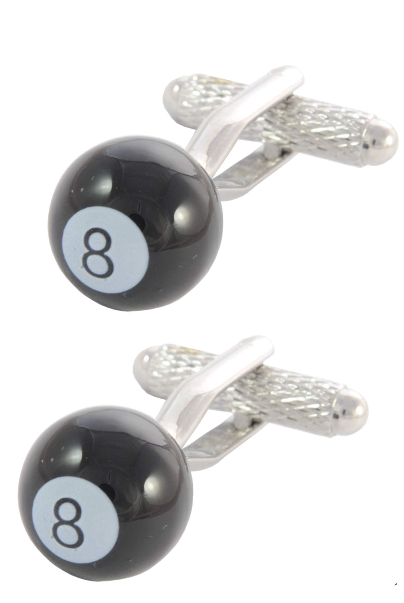 Cufflinks for Men + Presentation Box - Black Pool - 8 Ball Pool - Solid Brass Metal - Sport Snooker Billiards Table Game Eight - Black Colour - One Pair