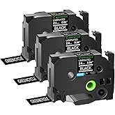 GREENCYCLE 3 Pack 24mm Black Label Tape Compatible for Brother P-Touch TZe-355 24mm 0.94 Laminated White on Black TZe TZ Tape TZ-355 for PT-D600 P700 D610BT P750W Label Maker