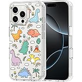 MOSNOVO Case for iPhone 16 Pro Max, [Buffertech 6.6ft Military-Grade Drop Protection] [Anti Peel Off Tech] Clear TPU Bumper Phone Case Cover Design - Dinosaur Land
