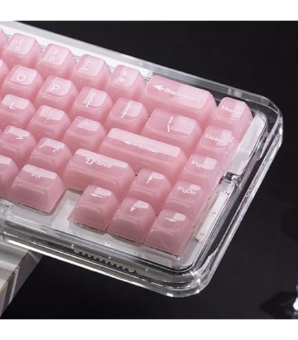 Hyekic PBT Keycaps, Crystal Jelly Pink Keycaps, 136 Keys