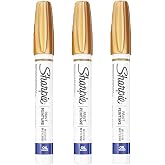 SHARPIE Oil-Based Paint Marker, Medium Point, 3-Count (Metallic Gold)