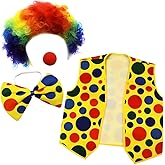 Tigerdoe Clown Costume Set – Wig, Nose, Bow Tie & Vest – 4-Piece Dress-Up Clown Accessories for Party