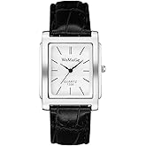Avaner Men's Square Watch, Vintage Leather Cuff Watch, Roman Numeral Analog Quartz Wristwatch, Leather Strap Classic Retro Watch