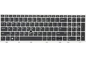 KBRPARTS Replacement Keyboard for HP EliteBook 850 G5 850 G6 755 G5, Zbook 15u G5 & Zbook 15u G6 Laptop, HP Elitebook 850 G6 Keyboad with Silver Frame wih Backlit with Point US Layout