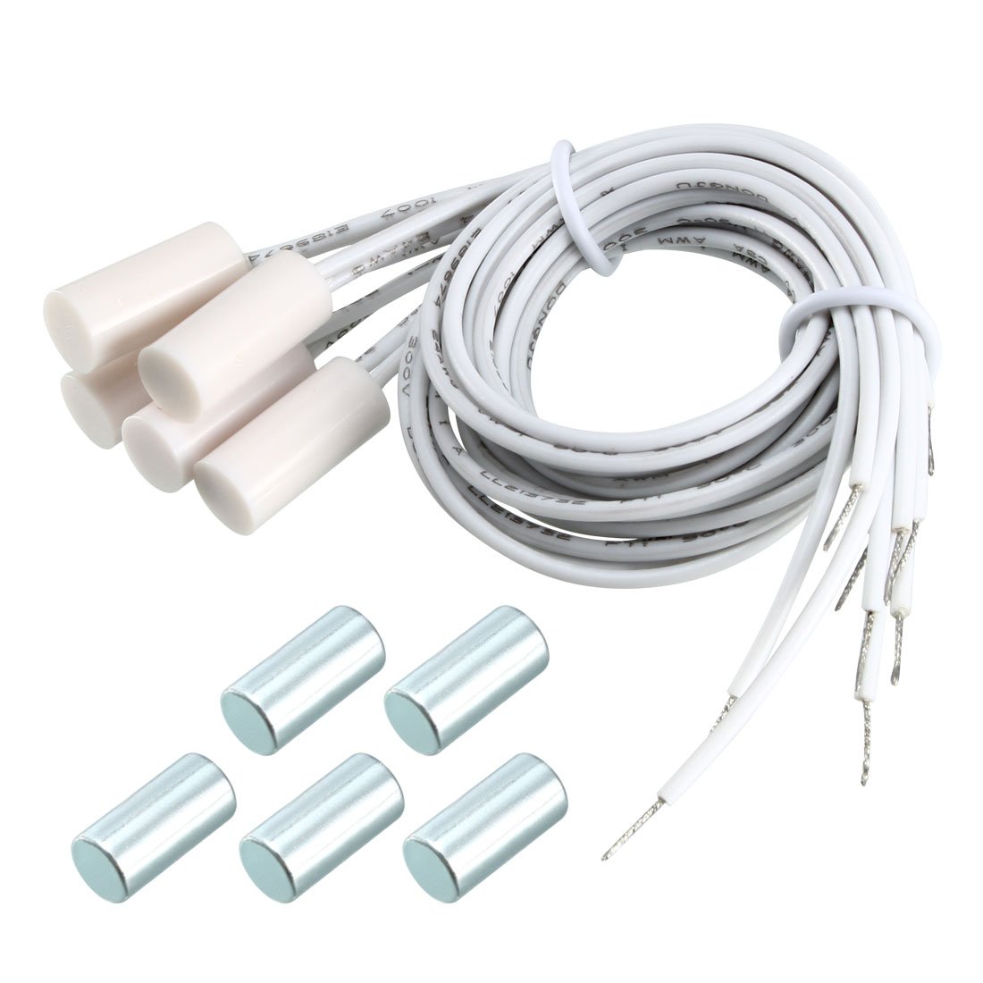 sourcingmap N.C. Recessed Wired Window Door Contact Sensor Alarm Magnetic Reed Switch White HC34A 5pcs