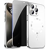 ZZYYQSL Magnetic Case for iPhone 15 Pro Max with Privacy Screen Protector and Full Camera Cover for iPhone 15 Pro Max, Sparkle Metal Glossy Luxury Color Phone Cases for 15 ProMax, No Fading-White